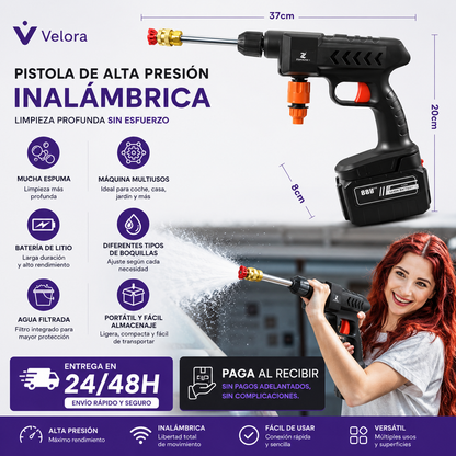 AquaForce™ - Pistola Alta Presión Profesional Portátil Doble Batería