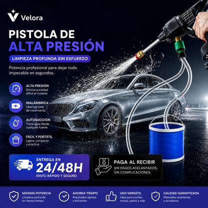AquaForce™ - Pistola Alta Presión Profesional Portátil Doble Batería